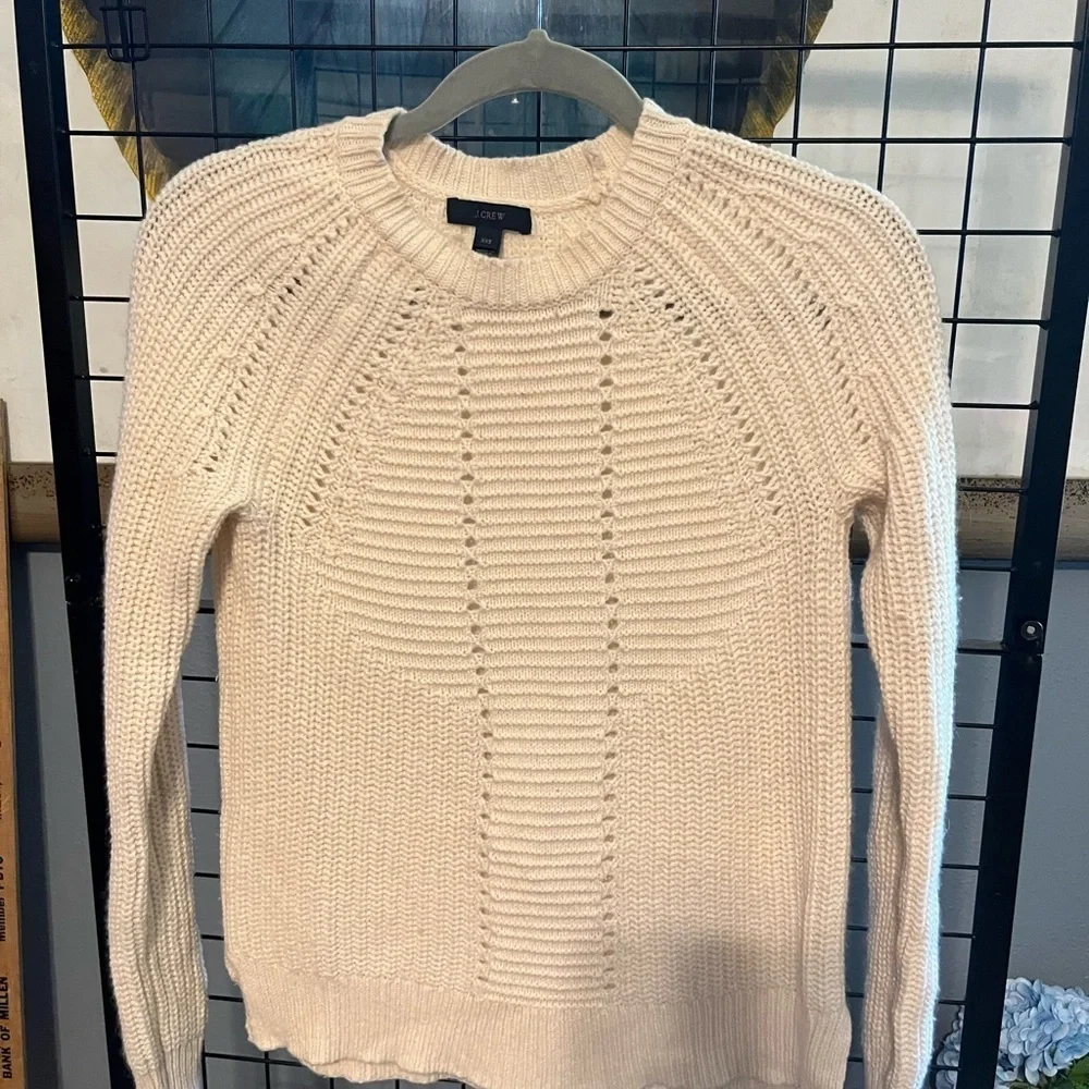 J. Crew Women's Ivory Knit Sweater - Crew Neck